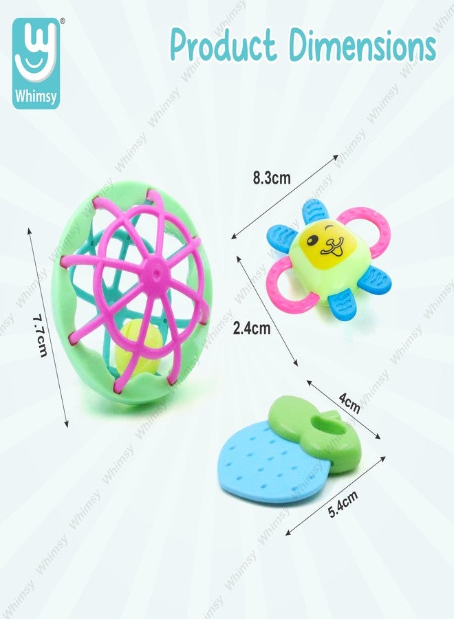 Whimsy Baby Kinder Rattle Set for 0-6 Months Old Baby, Non-Toxic, 100% BPA Free, Infant Grab, Spin & Shake Rattles, Colorful Rattles with 3 Pcs, Early Educational Sensory Toy, BIS Approved - Image 2